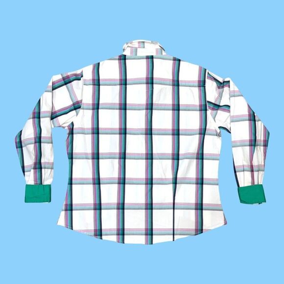 Aura Wrangler Womens Long-Sleeve Plaid Shirt Button Front L 100% Cotton Green - Picture 3 of 6